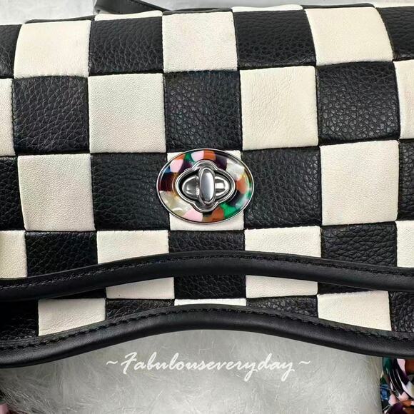 Coach Coachtopia Checkerboard Upcrafted Leather Wavy Dinky Crossbody Bag CL769 - Picture 6 of 9